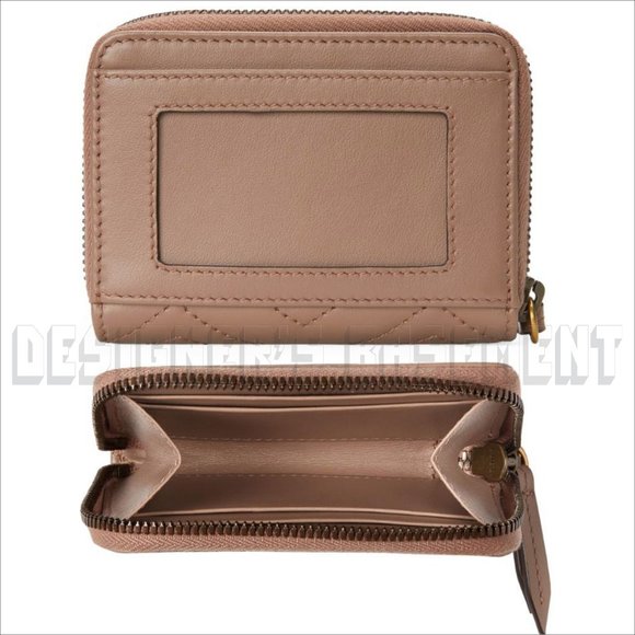 GUCCI rose Matelasse Chevron leather GG MARMONT zip around ID window wallet NIB - Picture 6 of 7